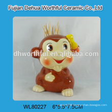 Lovely monkey shaped ceramic toothpick holder for wholesale